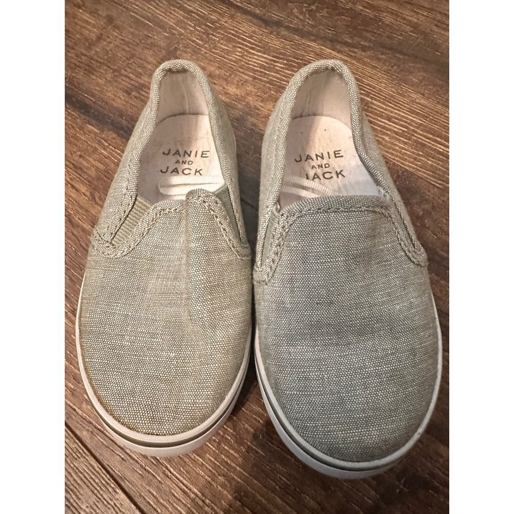 Janie and jack olive green canvas‎ pull on tennis shoes flats 7